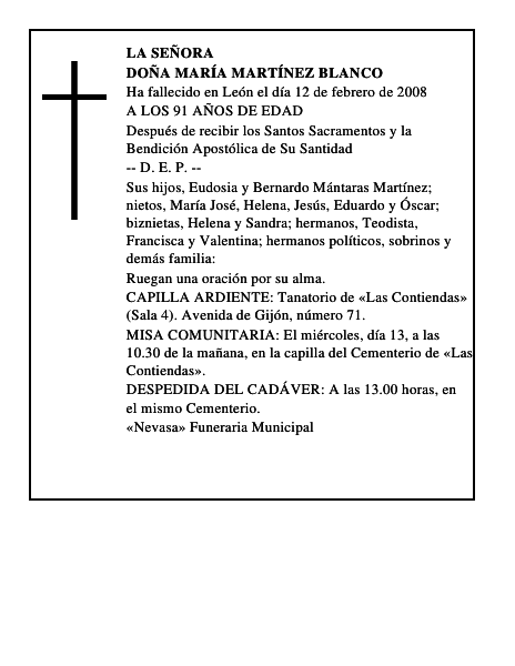 DOÑA MARÍA MARTÍNEZ BLANCO