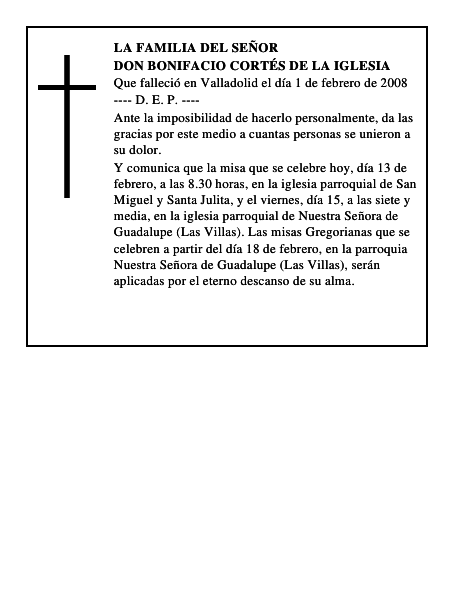 DON BONIFACIO CORTÉS DE LA IGLESIA