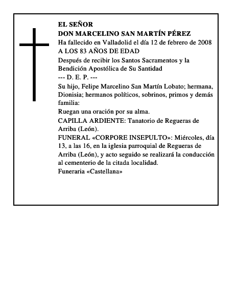 DON MARCELINO SAN MARTÍN PÉREZ