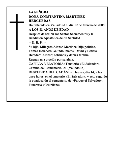 DOÑA CONSTANTINA MARTÍNEZ HERGUEDAS