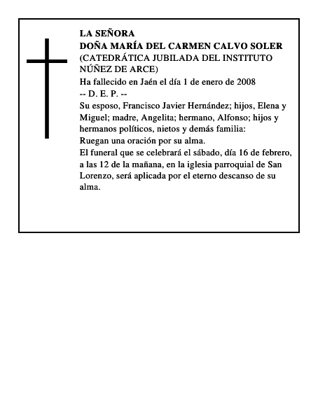 DOÑA MARÍA DEL CARMEN CALVO SOLER