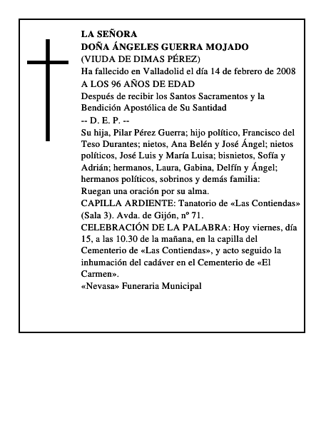 DOÑA ÁNGELES GUERRA MOJADO