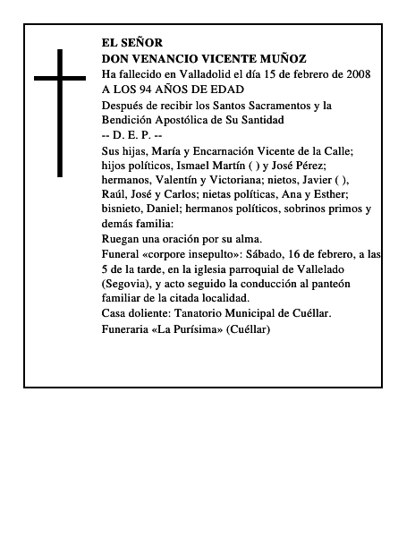 DON VENANCIO VICENTE MUÑOZ