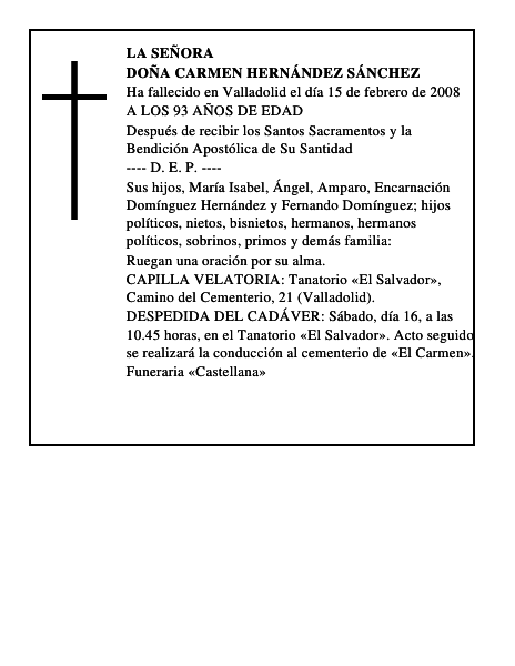 DOÑA CARMEN HERNÁNDEZ SÁNCHEZ