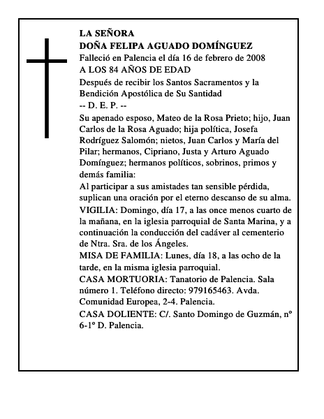 DOÑA FELIPA AGUADO DOMÍNGUEZ