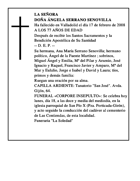 DOÑA ÁNGELA SERRANO SENOVILLA