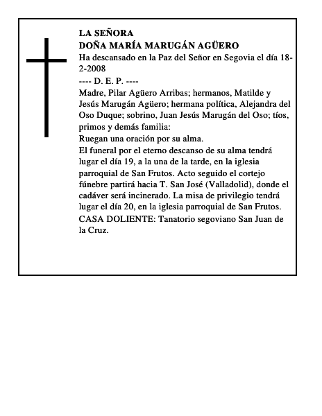DOÑA MARÍA MARUGÁN AGÜERO