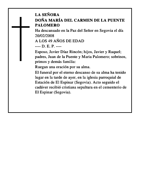 DOÑA MARÍA DEL CARMEN DE LA PUENTE PALOMERO
