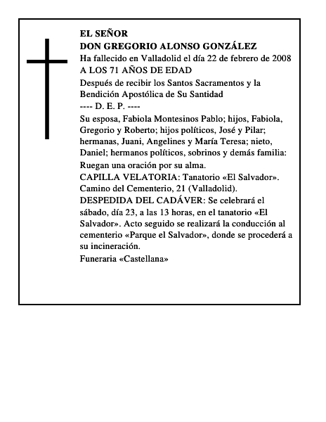 DON GREGORIO ALONSO GONZÁLEZ