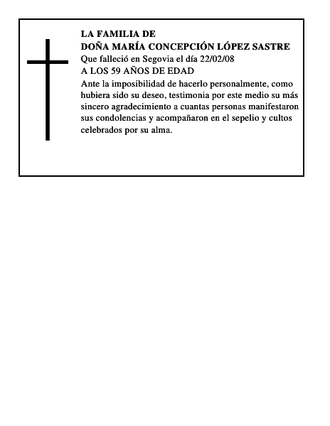 DOÑA MARÍA CONCEPCIÓN LÓPEZ SASTRE
