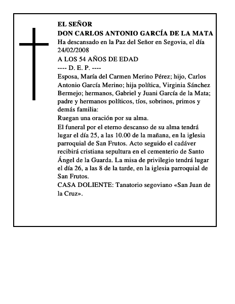 DON CARLOS ANTONIO GARCÍA DE LA MATA