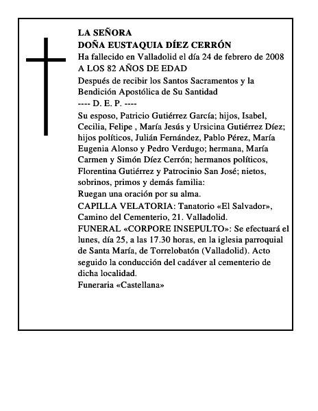 DOÑA EUSTAQUIA DÍEZ CERRÓN