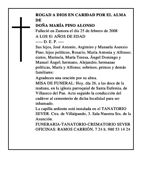 DOÑA MARÍA PINO ALONSO