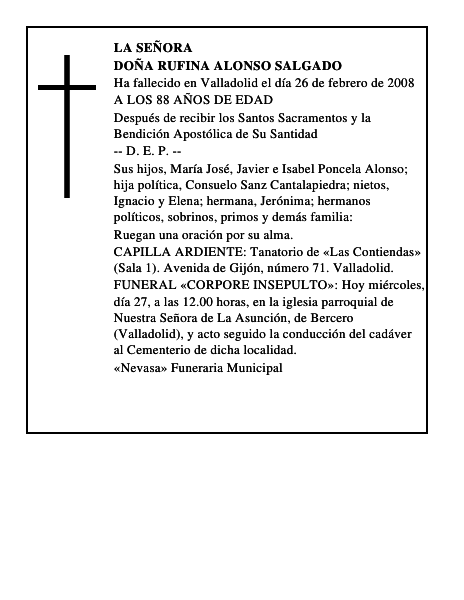 DOÑA RUFINA ALONSO SALGADO