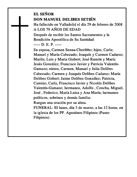 DON MANUEL DELIBES SETIÉN
