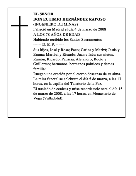 DON EUTIMIO HERNÁNDEZ RAPOSO