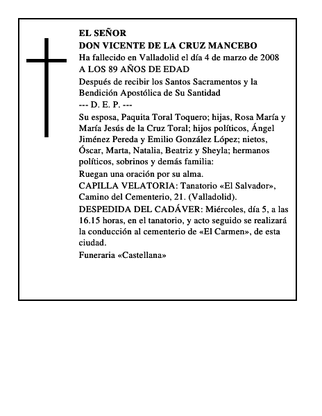 DON VICENTE DE LA CRUZ MANCEBO
