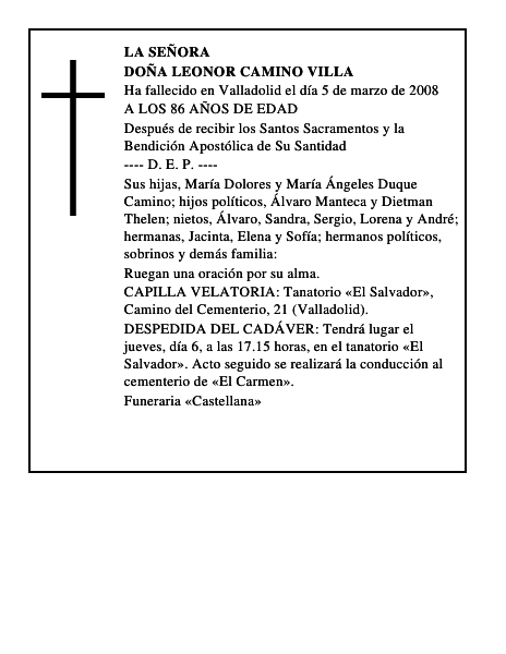 DOÑA LEONOR CAMINO VILLA