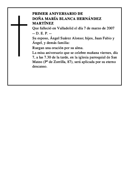 DOÑA MARÍA BLANCA HERNÁNDEZ MARTÍNEZ