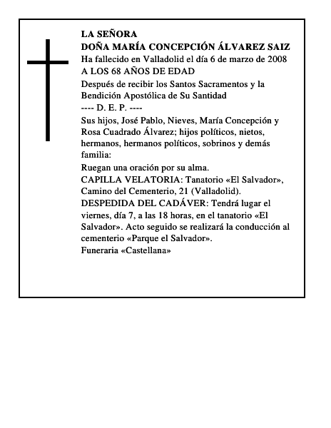 DOÑA MARÍA CONCEPCIÓN ÁLVAREZ SAIZ