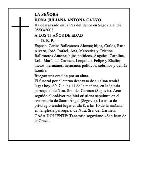 DOÑA JULIANA ANTONA CALVO