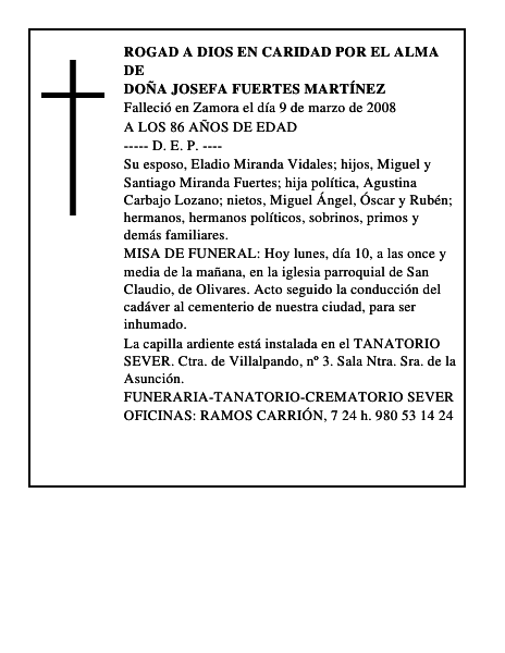 DOÑA JOSEFA FUERTES MARTÍNEZ