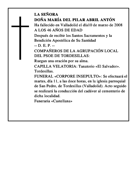 DOÑA MARÍA DEL PILAR ABRIL ANTÓN