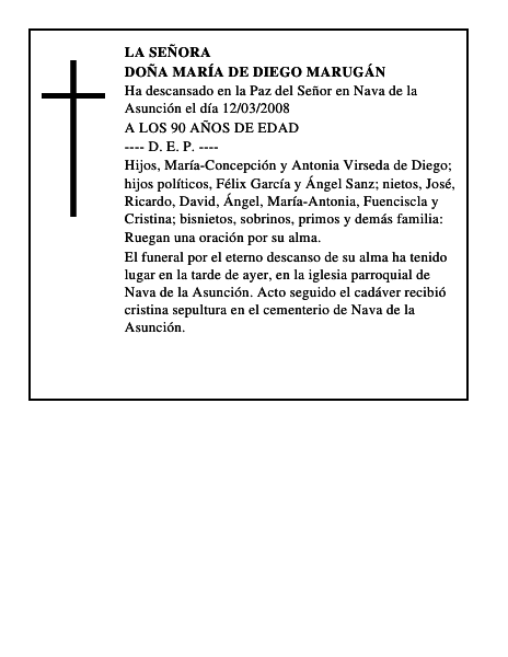 DOÑA MARÍA DE DIEGO MARUGÁN
