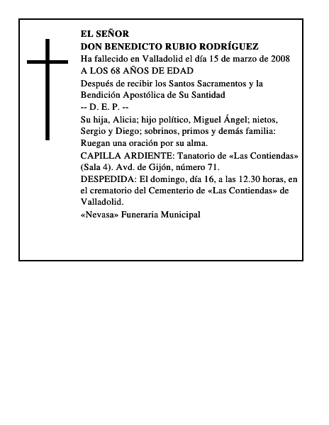 DON BENEDICTO RUBIO RODRÍGUEZ
