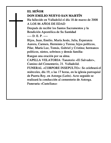 DON EMILIO NUEVO SAN MARTÍN