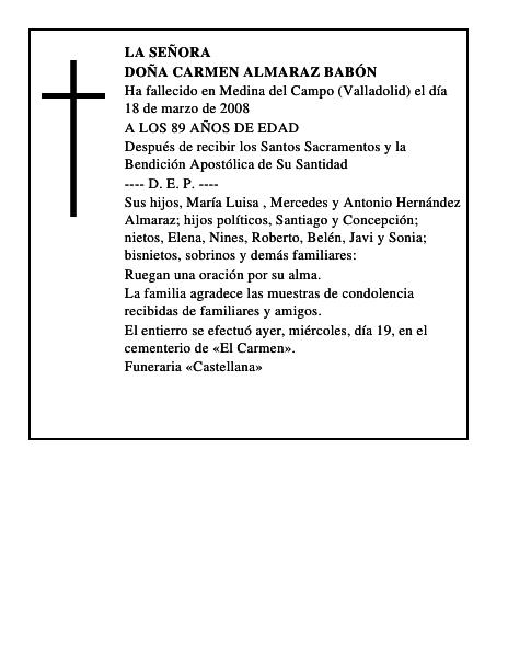 DOÑA CARMEN ALMARAZ BABÓN