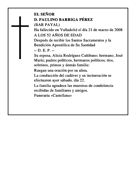D. PAULINO BARRIGA PÉREZ