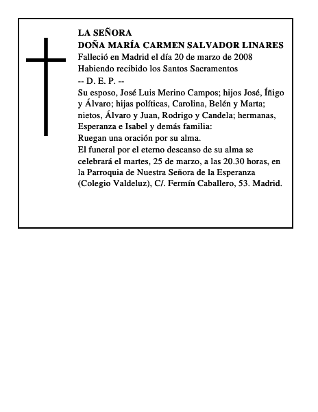 DOÑA MARÍA CARMEN SALVADOR LINARES