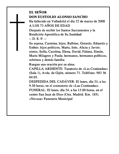 DON EUSTOLIO ALONSO SANCHO