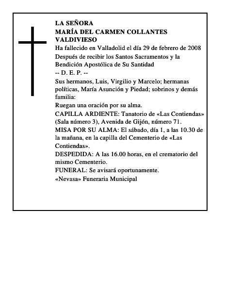MARÍA DEL CARMEN COLLANTES VALDIVIESO