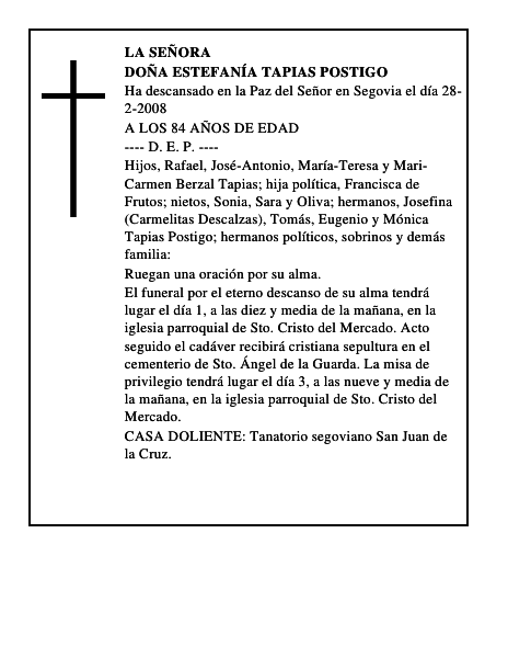 DOÑA ESTEFANÍA TAPIAS POSTIGO