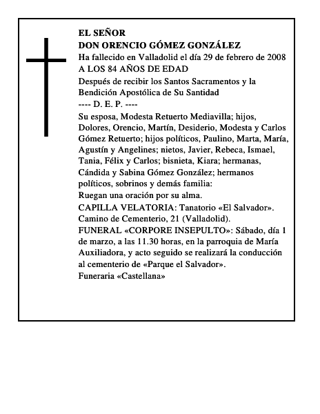 DON ORENCIO GÓMEZ GONZÁLEZ