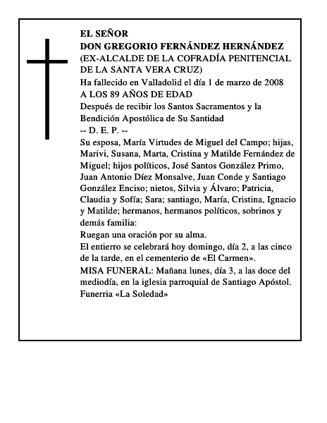 DON GREGORIO FERNÁNDEZ HERNÁNDEZ