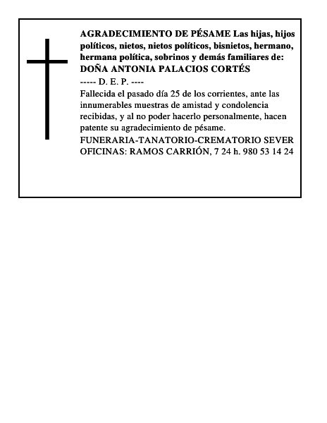 DOÑA ANTONIA PALACIOS CORTÉS