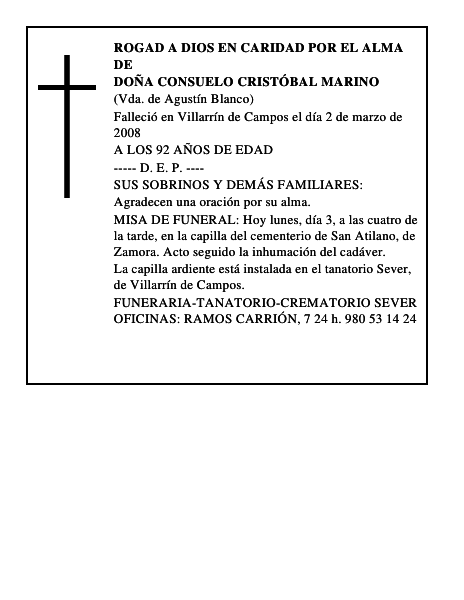 DOÑA CONSUELO CRISTÓBAL MARINO