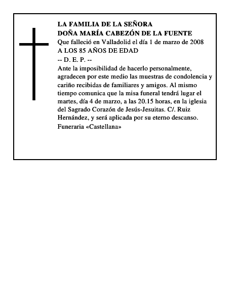 DOÑA MARÍA CABEZÓN DE LA FUENTE