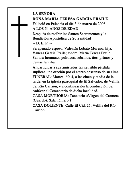 DOÑA MARÍA TERESA GARCÍA FRAILE