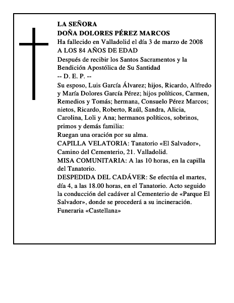 DOÑA DOLORES PÉREZ MARCOS