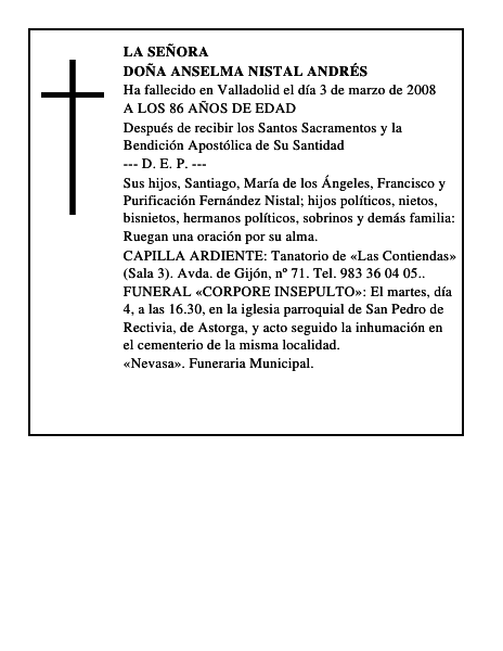 DOÑA ANSELMA NISTAL ANDRÉS