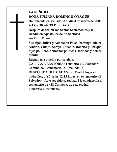 DOÑA JULIANA DOMINGO OYAGÜE