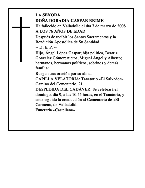 DOÑA DORADIA GASPAR BRIME