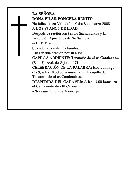 DOÑA PILAR PONCELA BENITO