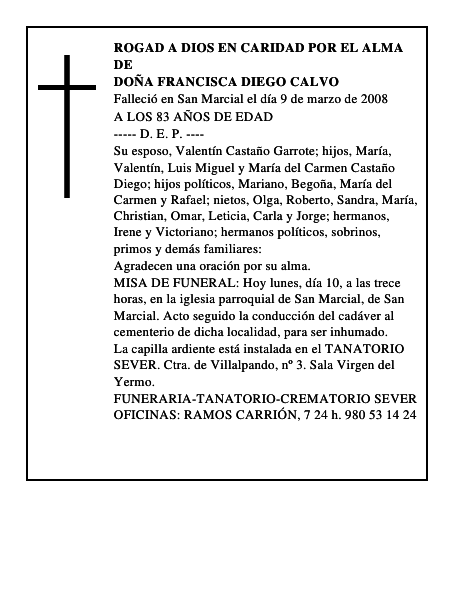 DOÑA FRANCISCA DIEGO CALVO