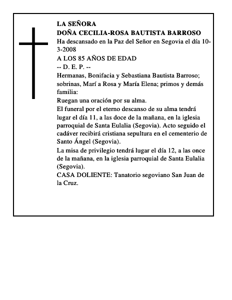 DOÑA CECILIA-ROSA BAUTISTA BARROSO