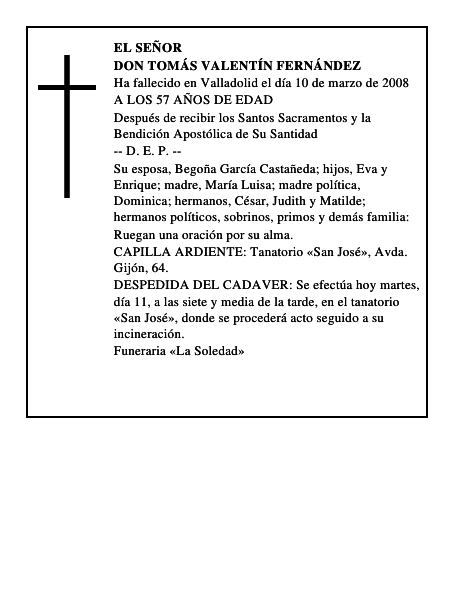 DON TOMÁS VALENTÍN FERNÁNDEZ